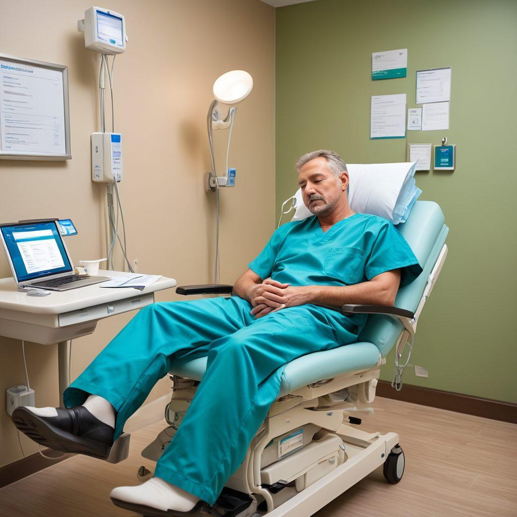 A visually engaging depiction of a patient receiving dialysis surrounded by complex medical insurance paperwork and digital devices, showcasing a thoughtful healthcare provider guiding them through the process. The scene should convey a sense of hope and support amidst the confusion, with vibrant colors reflecting warmth and care. super-realistic. soft hues. clear focus on the patient and provider.